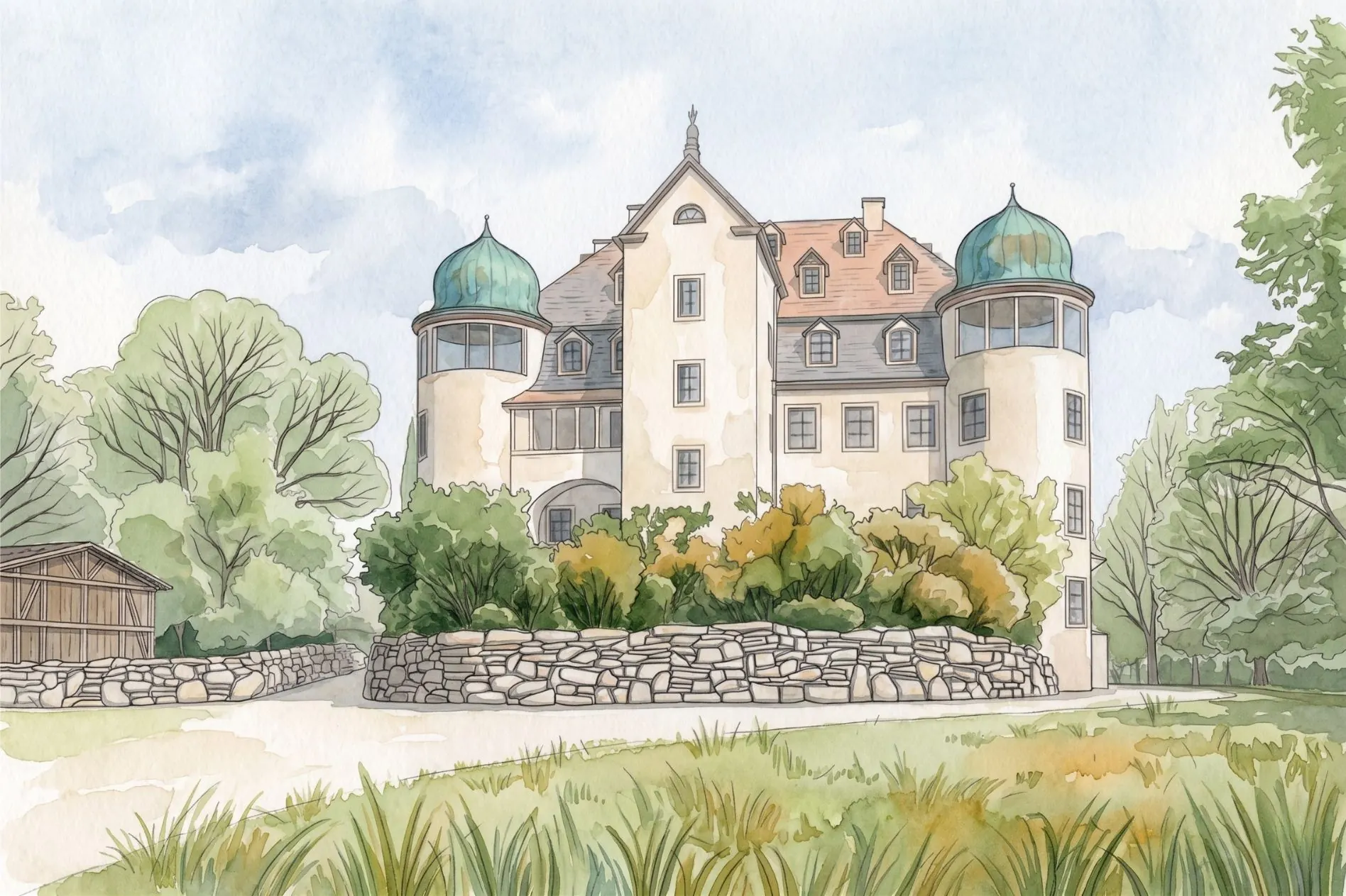 Schloss Heinersgrün (Aquarell)